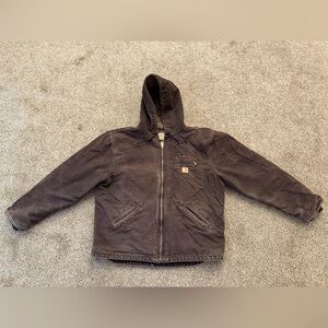 Carhartt Jacket Men XL Brown Canvas Sherpa Lined Work Sandstone Sierra